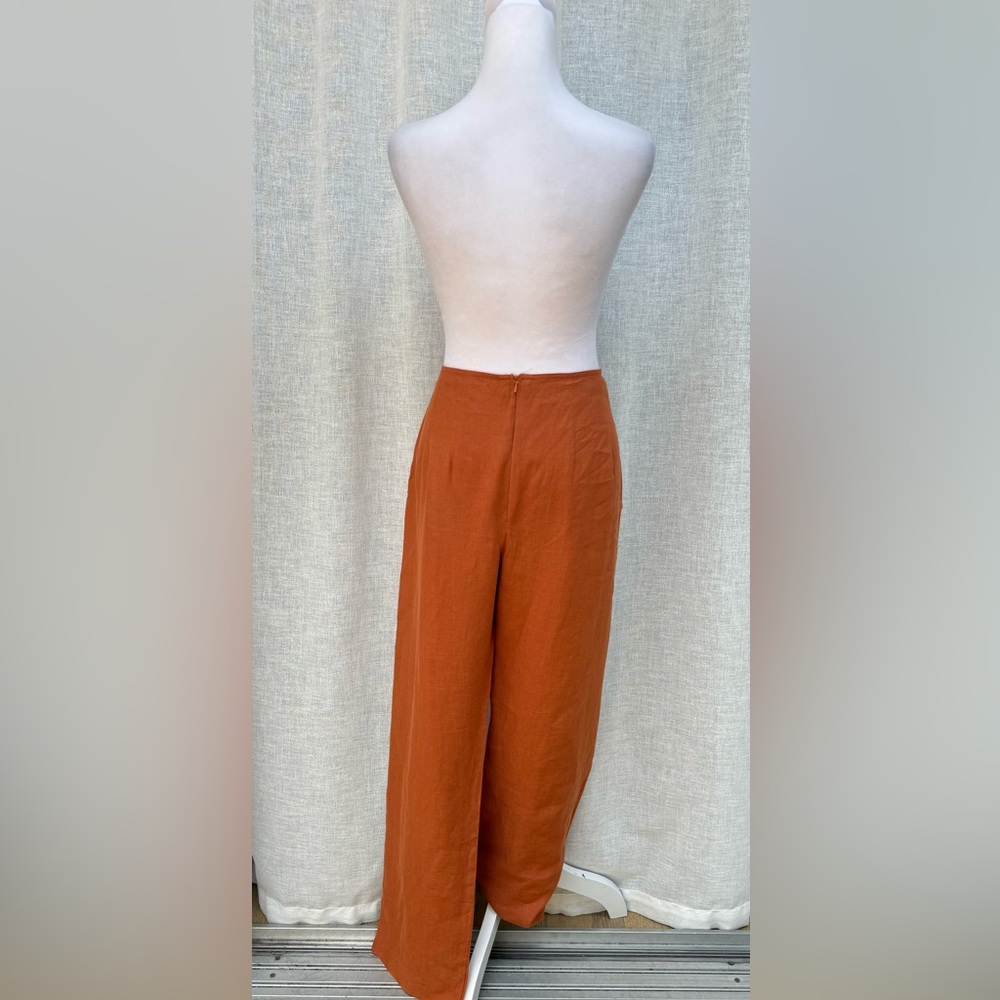 Jaeger Rust Colored Linen Shirt And Pants Set - Picture 12 of 15